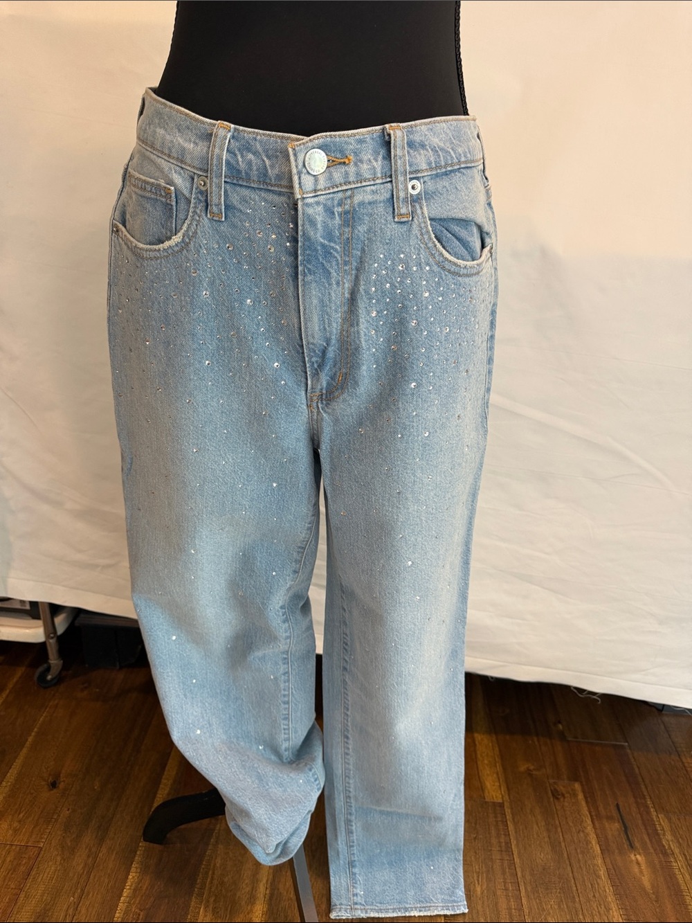 Universal Thread Light Blue Boyfriend Jeans with Rhinestone Accents